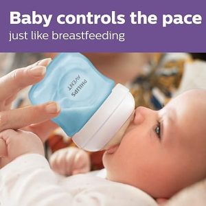 Philips Avent Natural Baby Bottle with Natural Response Nipple, Blue, 4oz, 4pk, SCY900/24