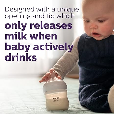 Philips Avent Natural Baby Bottle with Natural Response Nipple, Blue, 4oz, 4pk, SCY900/24 - Image 3