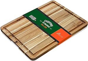 HOMESTEAD Edge Grain Cutting Board Wood 15x20" - Butchers Block Cutting Board 15x20", Acacia Chopping Board with Juice Groove and Handles, 1.25'' Thick
