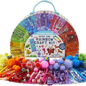 Kid Made Modern Rainbow Craft Kit - Bulk Arts & Crafts Supplies and Materials for Kids - 300+ Pieces DIY Art Box Case for Creative Projects (Ages 6+)