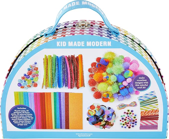 Kid Made Modern Rainbow Craft Kit - Bulk Arts & Crafts Supplies and Materials for Kids - 300+ Pieces DIY Art Box Case for Creative Projects (Ages 6+) - Image 2