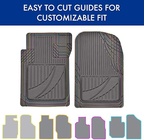 Motor Trend FlexTough Advanced Black Rubber Floor Mats with Cargo Liner Full Set - Front & Rear Combo Trim to Fit for Cars Van SUV, All Weather - Image 3