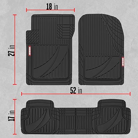 Motor Trend FlexTough Advanced Black Rubber Floor Mats with Cargo Liner Full Set - Front & Rear Combo Trim to Fit for Cars Van SUV, All Weather - Image 2