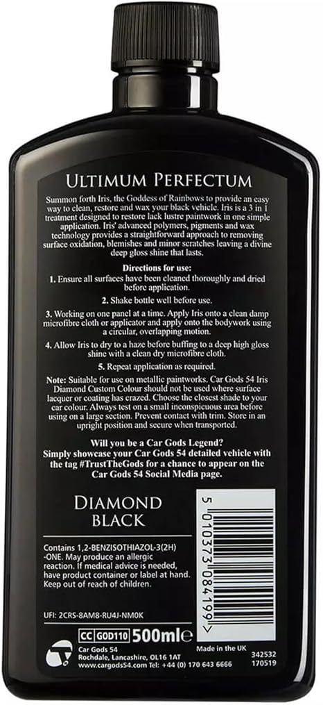 Car Gods Iris Custom Color Black 3-in-1 Polish Wax Color Restorer & Scratch Remover, 16 Colors Available, 17 Fl Oz - Image 3