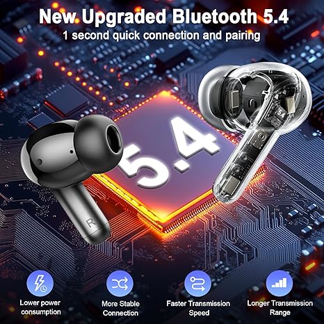 Wireless Earbuds, Bluetooth 5.4 Earbuds Hi-Fi Stereo Bass, 3.6g Mini Ear Buds Bluetooth Headphones Wireless, 4 ENC Noise Cancelling Mic, 36Hrs USB-C in-Ear Earphones, IP7 Waterproof for Android iOS - Image 2