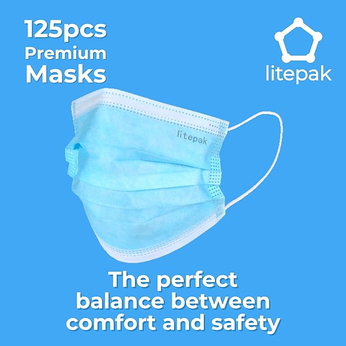 Litepak 125-Pack Disposable Face Mask Premium Comfort Earloops with Dispenser Box - Image 3