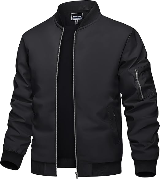 TACVASEN Men's Bomber Jacket Lightweight Casual Spring Fall Windbreaker Zip Up Coat with Pocket - Image 2