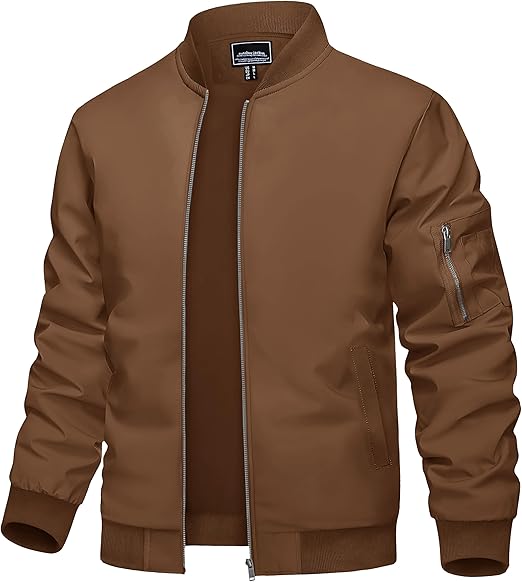 TACVASEN Men's Bomber Jacket Lightweight Casual Spring Fall Windbreaker Zip Up Coat with Pocket - Image 4
