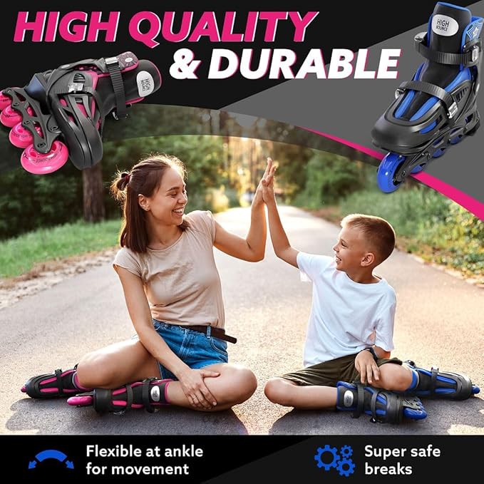 Inline Skates for Girls and Boys, Roller Skates with Gel Wheels Adjustable Sizing for Adults and Kids, Inline Skates for Adult Female, Male, Lightweight Roller Skates, High Bounce - Image 4