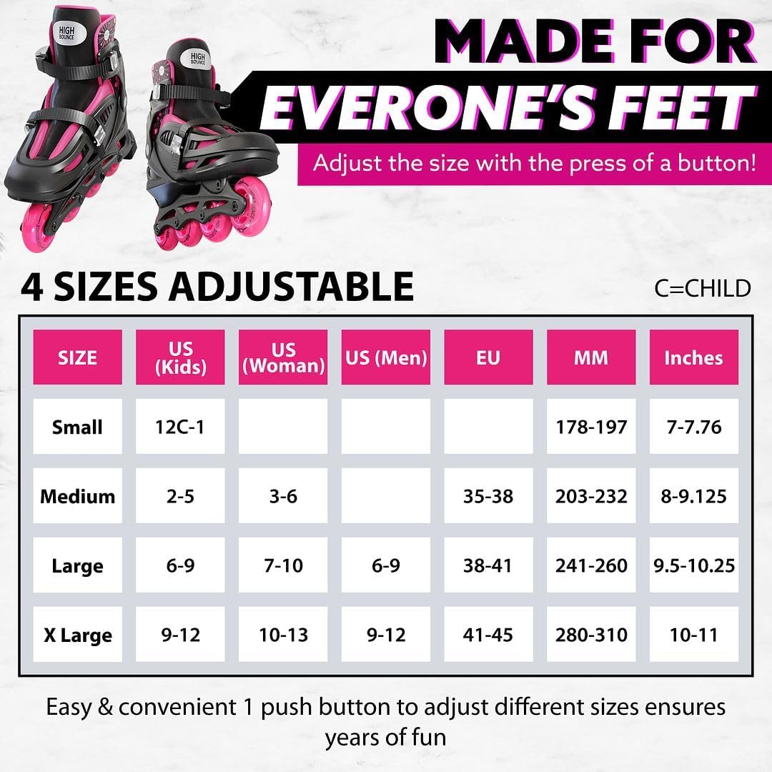 Inline Skates for Girls and Boys, Roller Skates with Gel Wheels Adjustable Sizing for Adults and Kids, Inline Skates for Adult Female, Male, Lightweight Roller Skates, High Bounce - Image 2