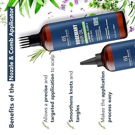 Botanic Hearth 100% Pure Rosemary Oil For Hair Growth Infused With Biotin (6.7 fl oz) | Hair strengthening Treatment | Nourishing & Volumizing | With Jojoba Oil & Castor Oil | Non GMO Verified - Image 4
