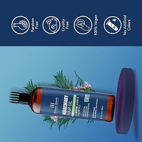 Botanic Hearth 100% Pure Rosemary Oil For Hair Growth Infused With Biotin (6.7 fl oz) | Hair strengthening Treatment | Nourishing & Volumizing | With Jojoba Oil & Castor Oil | Non GMO Verified - Image 2