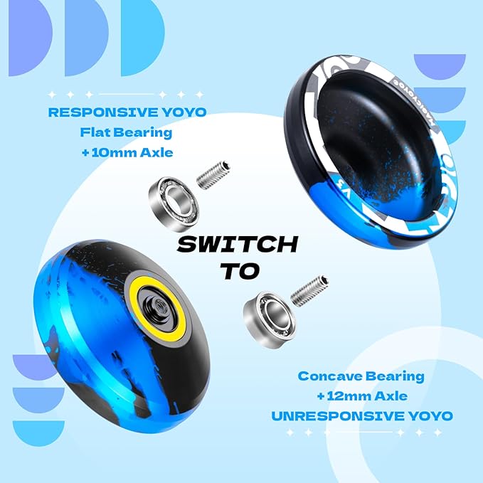 MAGICYOYO V3 Responsive Yoyo for Kids Beginners , Professional Yoyo for Adult, Dual Purpose Metal Yo-Yo with Replacement Bearing + 12 Yoyo Strings, Bearing Removal, Axle, Yoyo Case (Black Blue) - Image 4