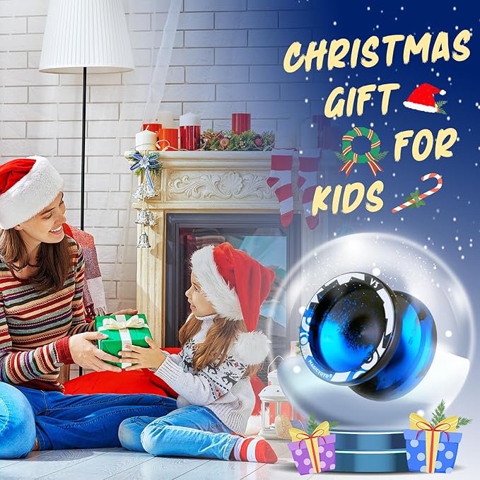 MAGICYOYO V3 Responsive Yoyo for Kids Beginners , Professional Yoyo for Adult, Dual Purpose Metal Yo-Yo with Replacement Bearing + 12 Yoyo Strings, Bearing Removal, Axle, Yoyo Case (Black Blue) - Image 3